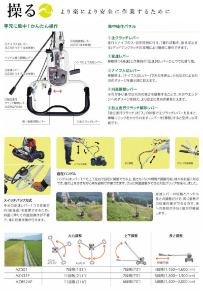 共立 AZ301A 斜面刈り機 自走式 草刈り機 フリーナイフ 畦、斜面、法面